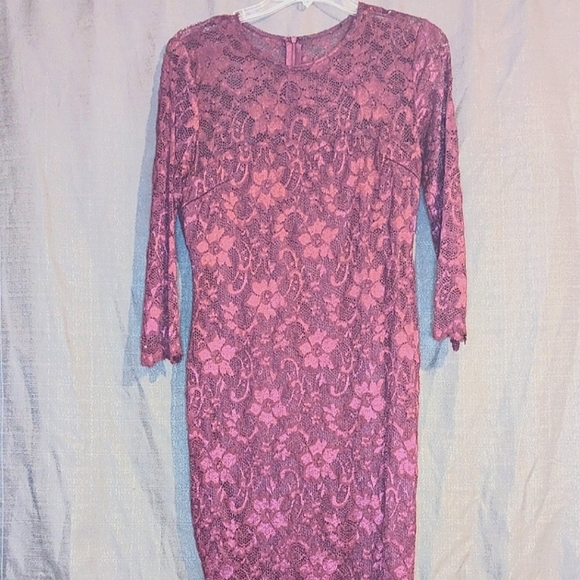 AX Paris Bodycon Midi Dress, Lace, Burgundy, Size 10 - Picture 1 of 5